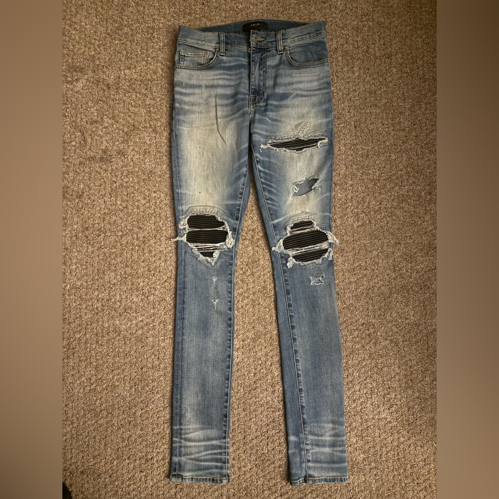 AMIRI MX-1 Destroyed Black Leather Patches
